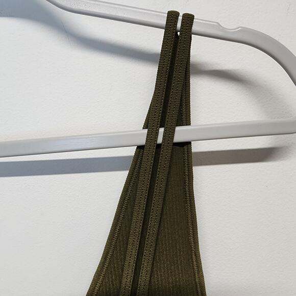 Pretty Little Thing Rib Knit Midi Dress Size XL Dark Green Snatched Bodycon - Picture 7 of 10